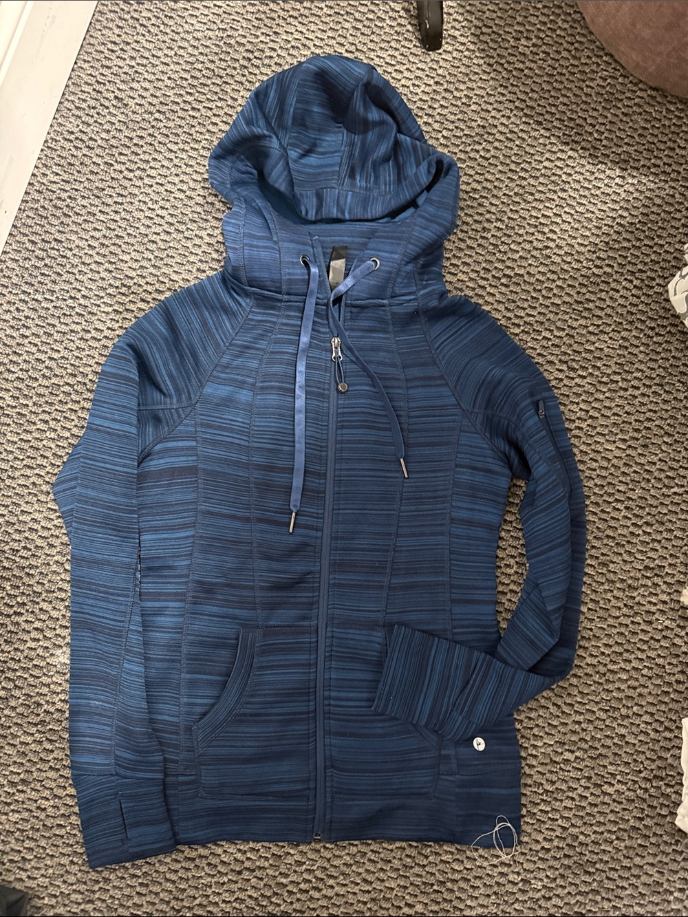 90 Degree By Reflex Blue Striped Utility Hoodie Jacket